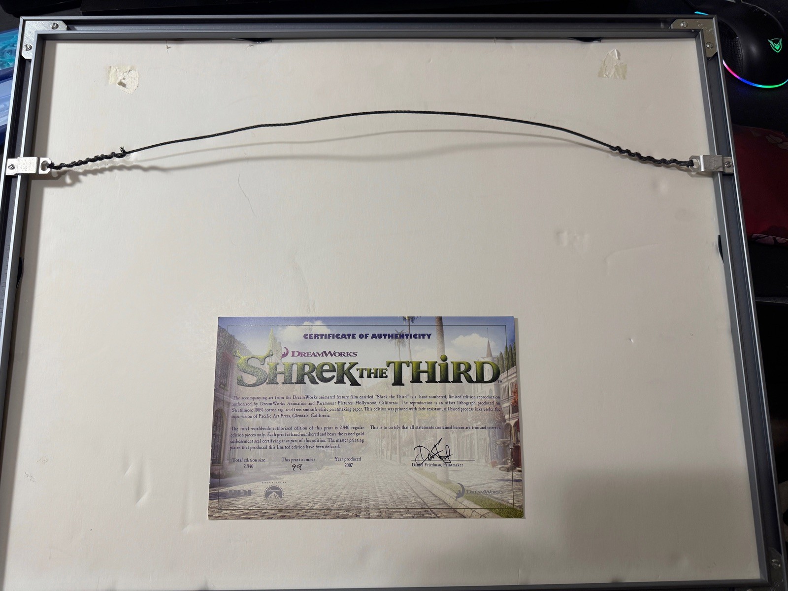 POSTER DreamWorks Shrek The Third Framed 2007 Limited Edition 99 of 2,840 w/ COA