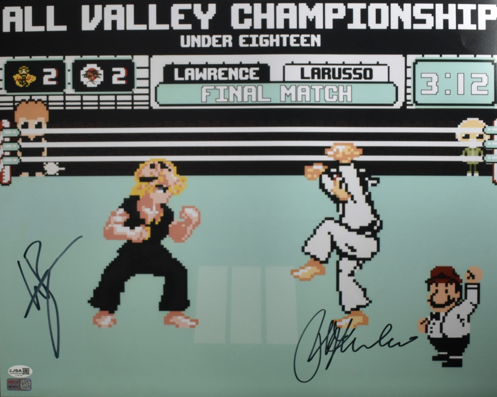 Ralph Macchio William Zabka Nintendo KARATE KID Signed 16×20 Photo JSA 205226