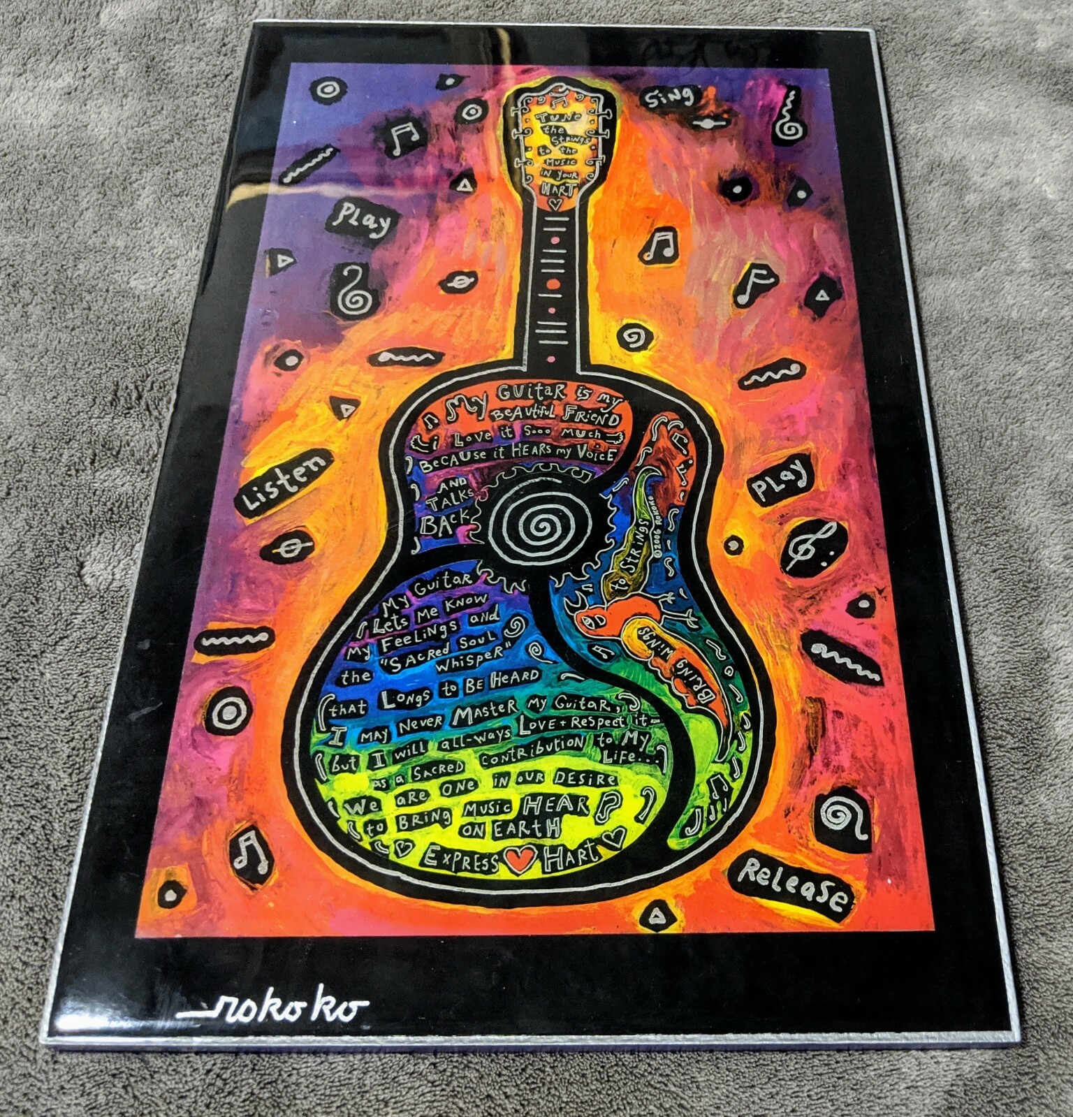 Austin City Limit ACL Music Festival Art Wall Plaque ATX TX Rokoko Guitar 14”