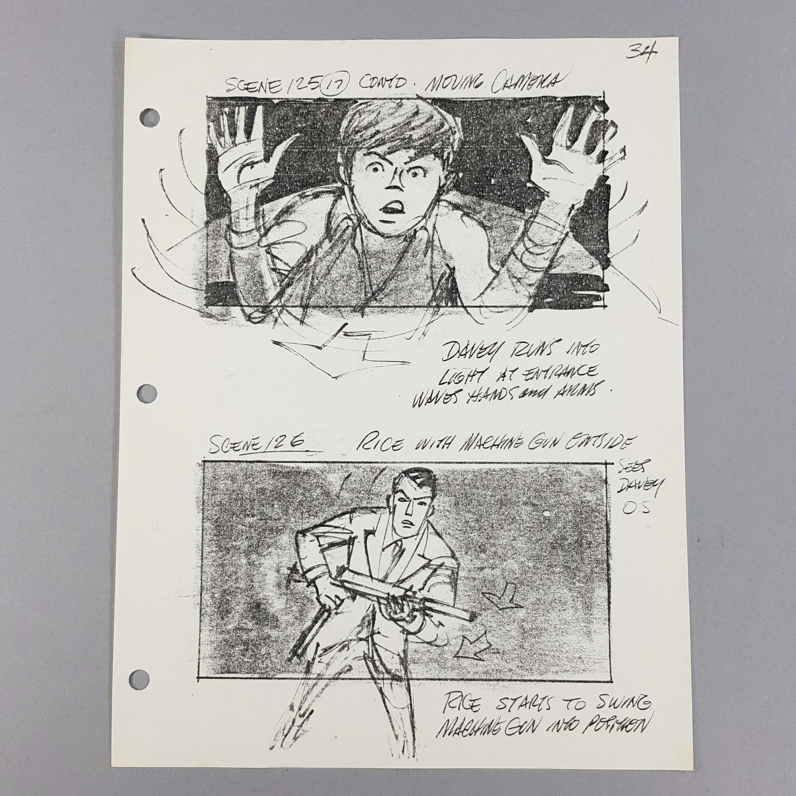 Cloak and Dagger Storyboard Davey Cornered Rice Machine Gun Scene 125-126
