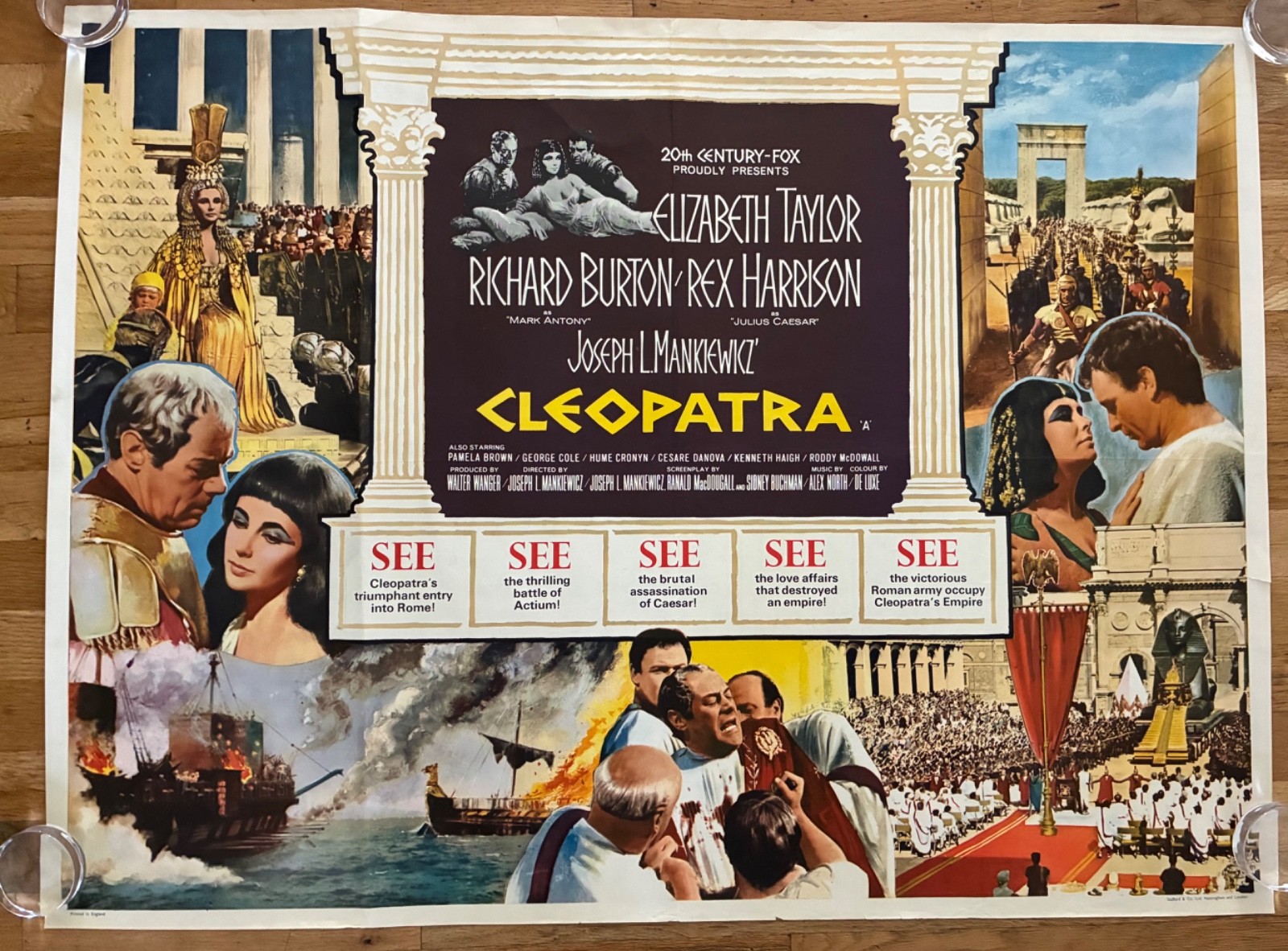 Original 1963 CLEOPATRA Movie Poster British Quad 30×40 Elizabeth Taylor UK