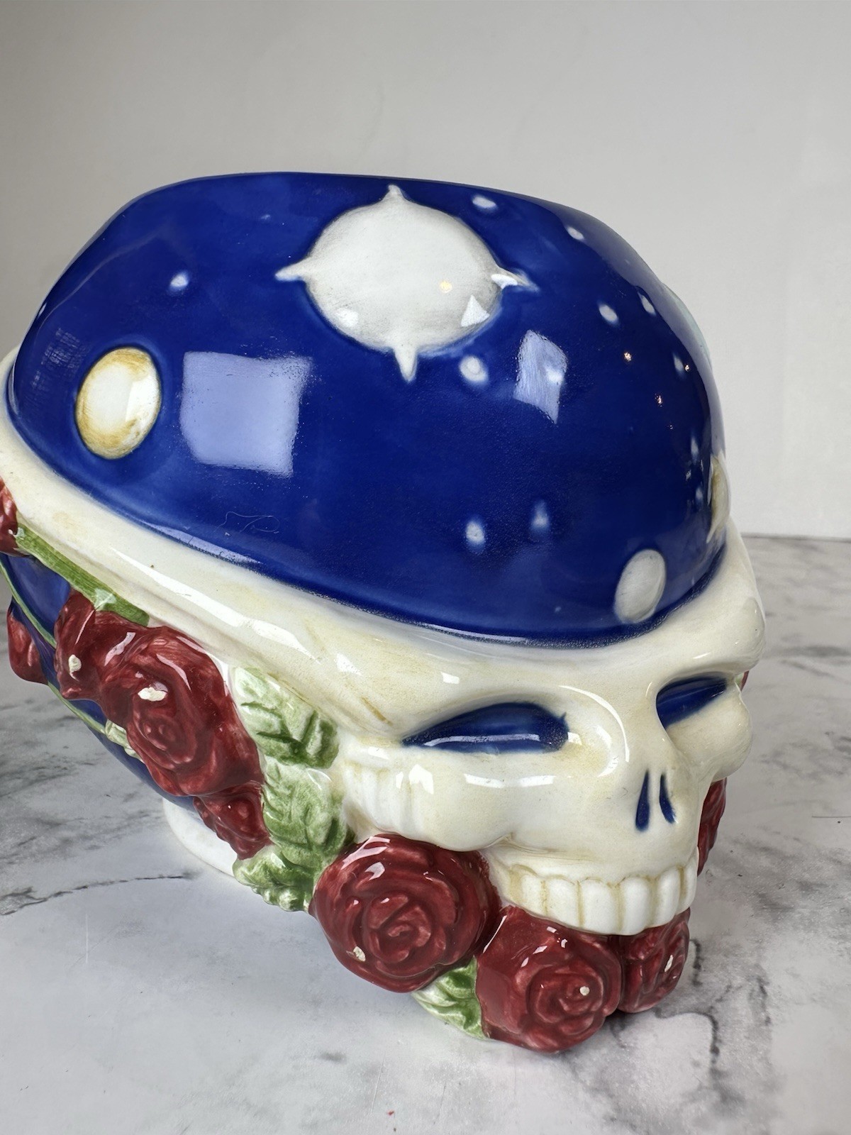 Rare Grateful Dead VTG Space Your Face 3D Ceramic Coffee Mug Skull Roses 1998