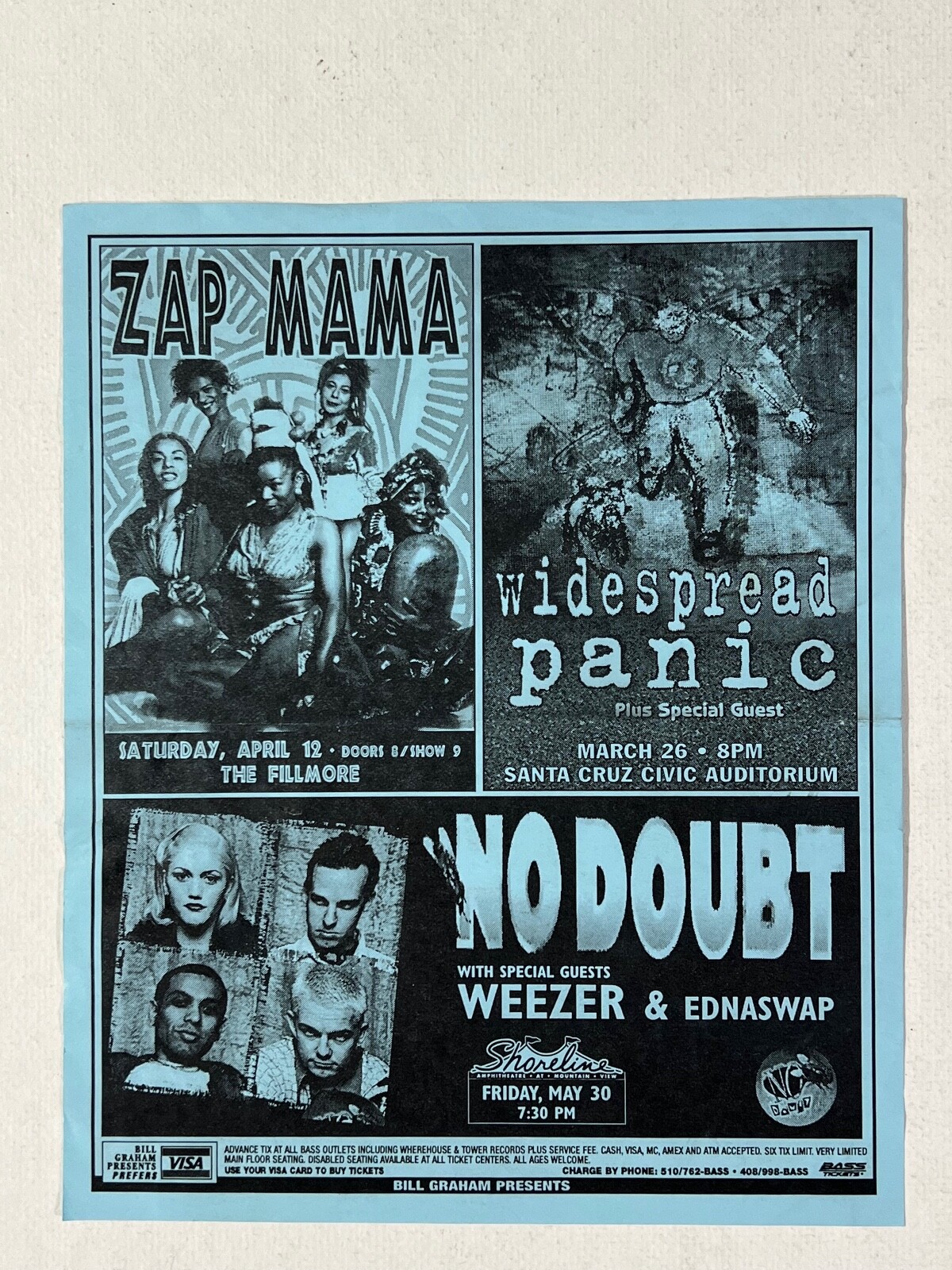 5 Bill Graham Presents 1997 concert handbills Iggy Pop No Doubt Widespread Panic