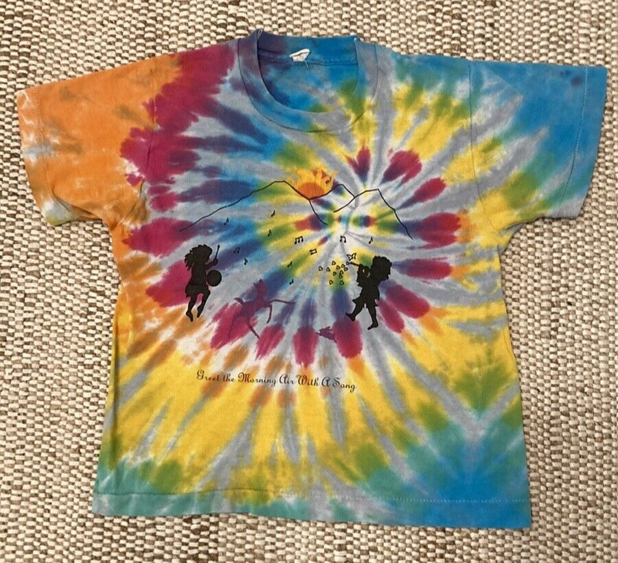 Vintage Grateful Dead Tie Dye Music Never Stopped T-shirt Child 10-12 Unisex