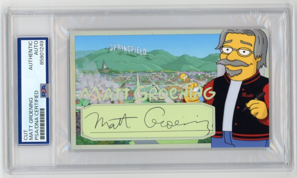 Matt Groening Signed Cut Custom The Simpsons 3×5 Card PSA DNA AUTO Autograph