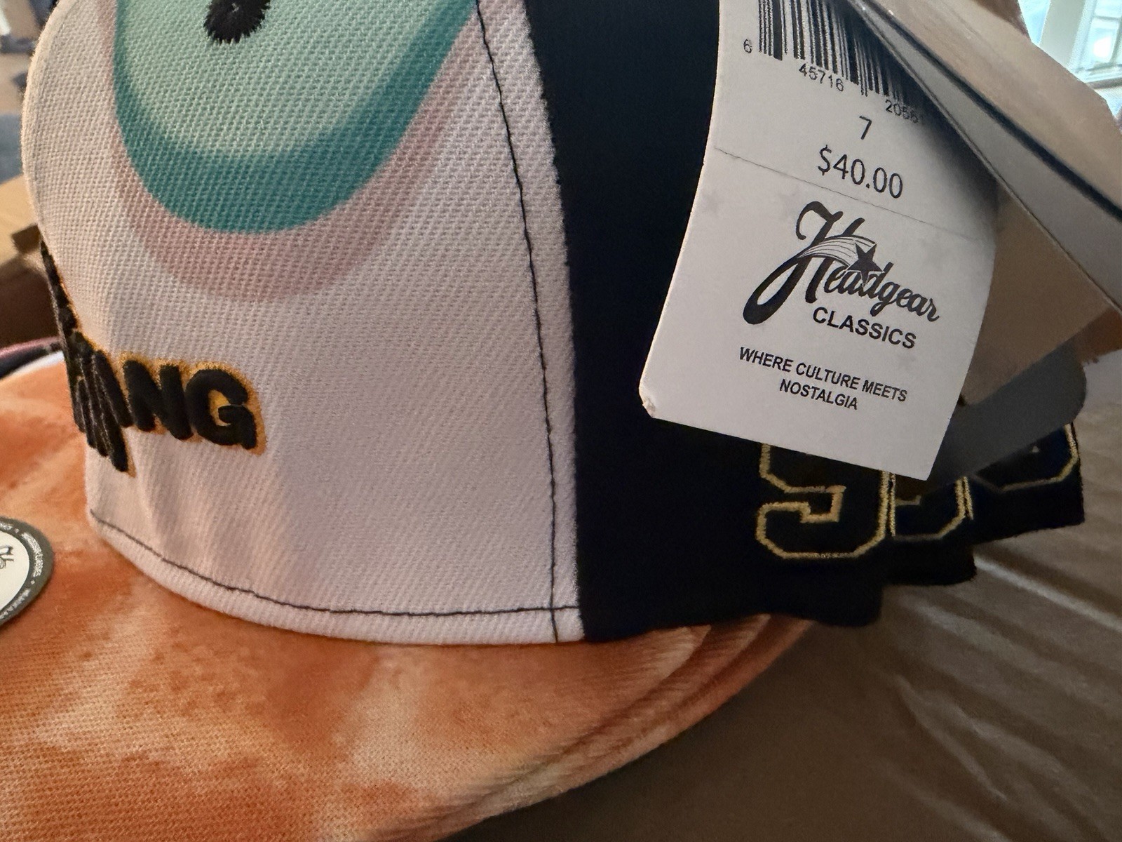 Wu-Tang Clan Headgear Classics Fitted Hat Size 7 White/Orange Rap Hip Hop!!🔥🔥