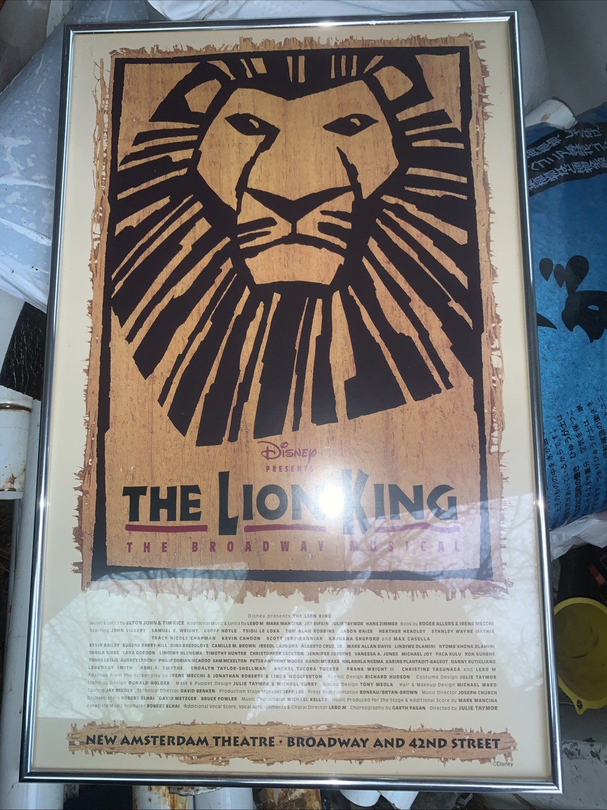 The Lion King Broadway Poster New Amsterdam Theatre Framed Disney 14×22 Souvenir