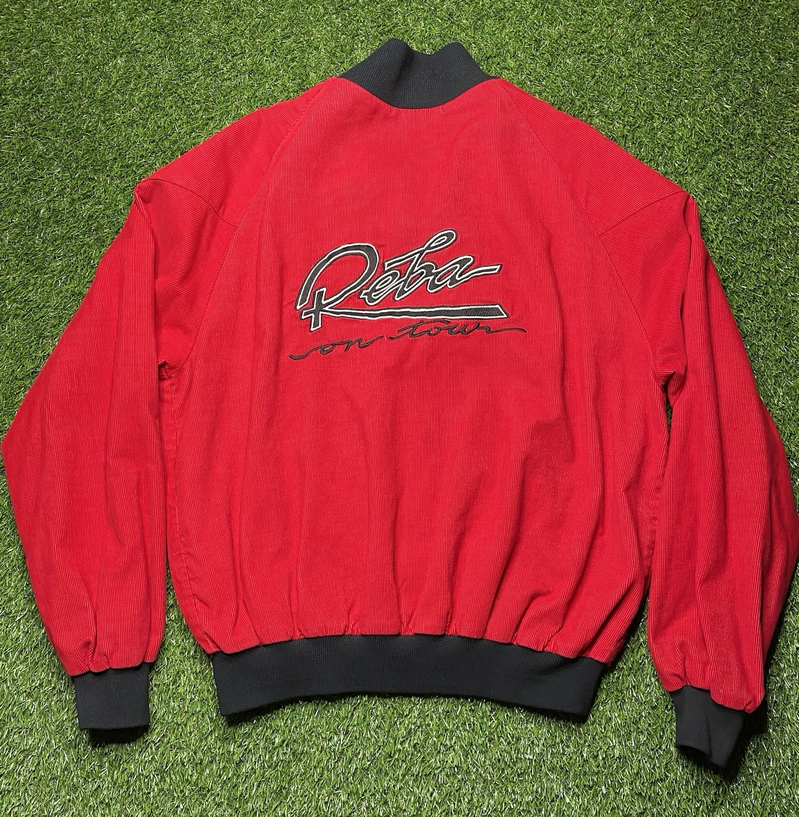 Vintage 90s Reba McEntire On Tour Concert Corduroy Jacket Size XL Cord Red