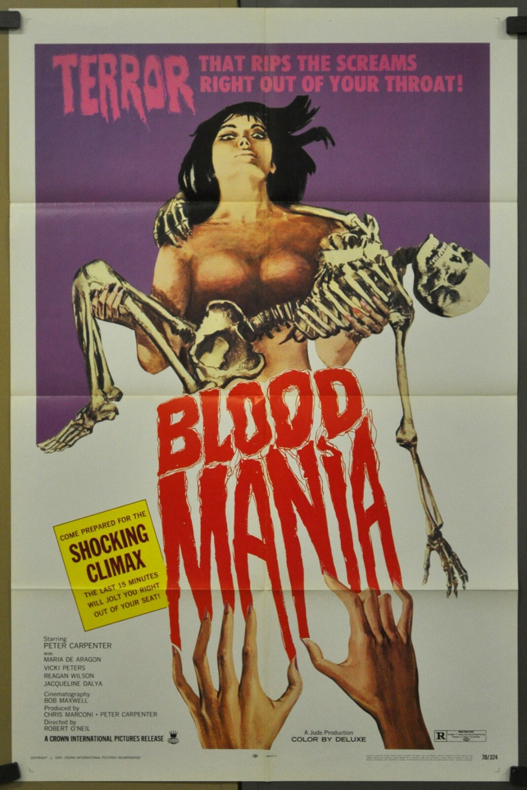 BLOOD MANIA 1970 ORIGINAL 27X41 DOMESTIC MOVIE POSTER PETER CARPENTER