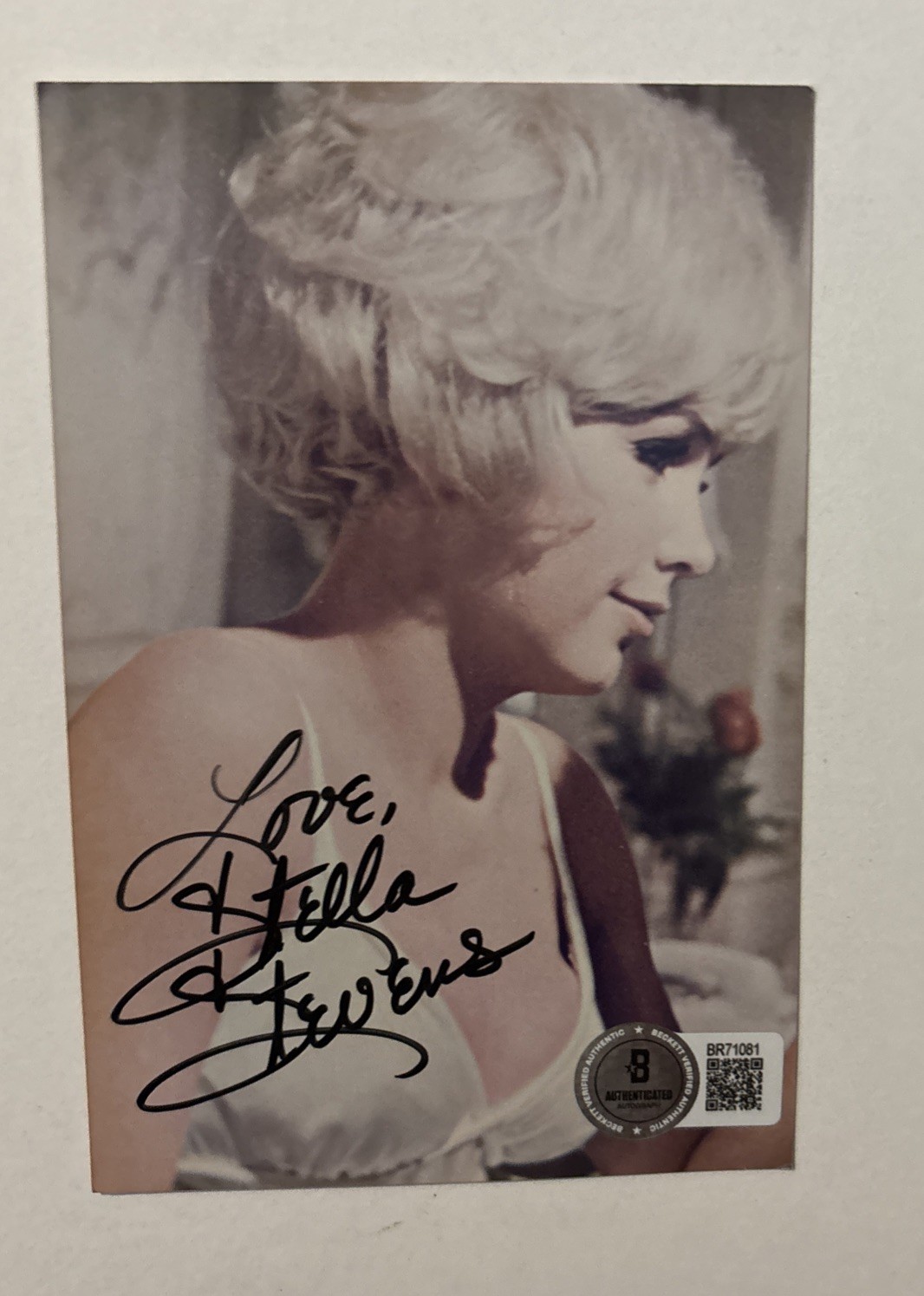STELLA STEVENS RARE SIGNED 5.5 X 3.5 PHOTOGRAPH Beckett Sticker