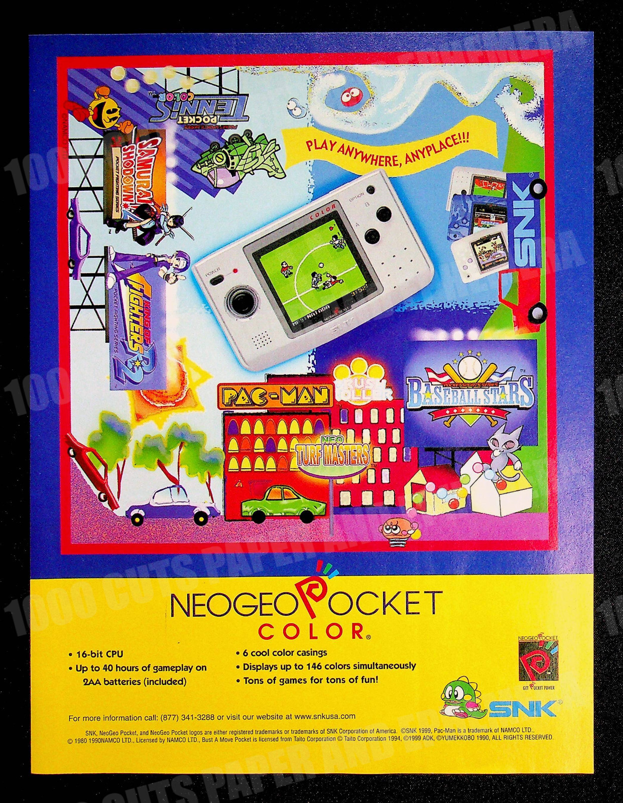 Neo Geo Pocket Color Console SNK 1999 Trade Print Magazine Ad Poster ADVERT
