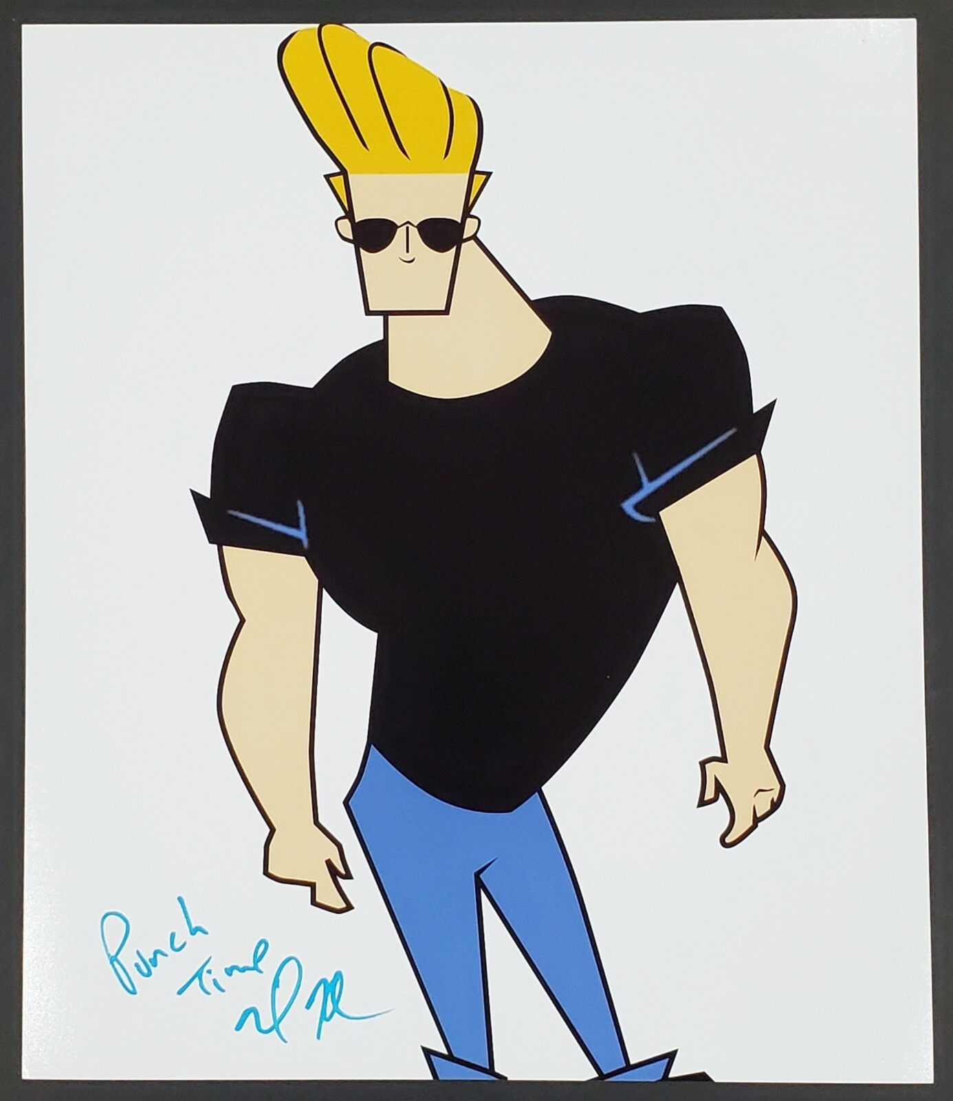 NEIL KAPLAN SIGNED 11X14 JOHNNY BRAVO PUNCH TIME PHOTOGRAPH W/COA ANIME