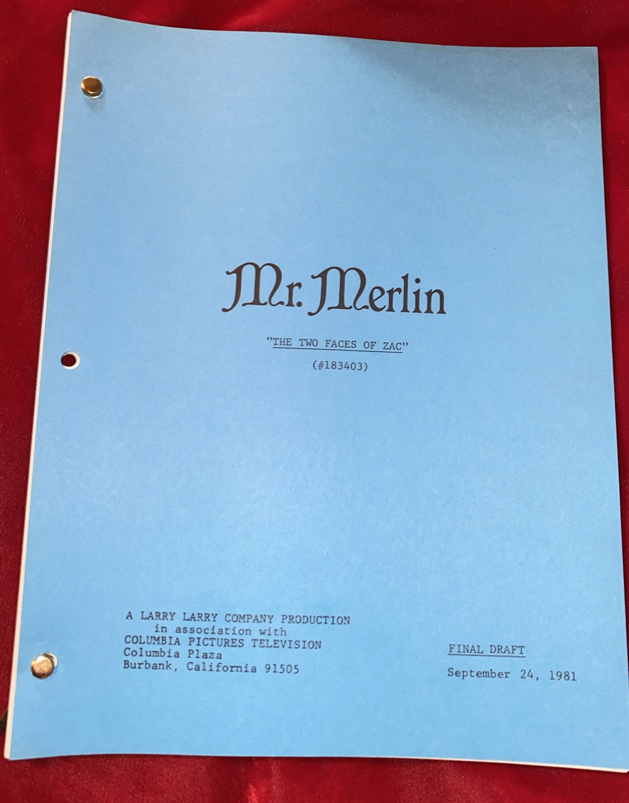 MR. MERLIN 1981 Original TV Show Scripts Two Faces of Zac & A Moment In Camelot