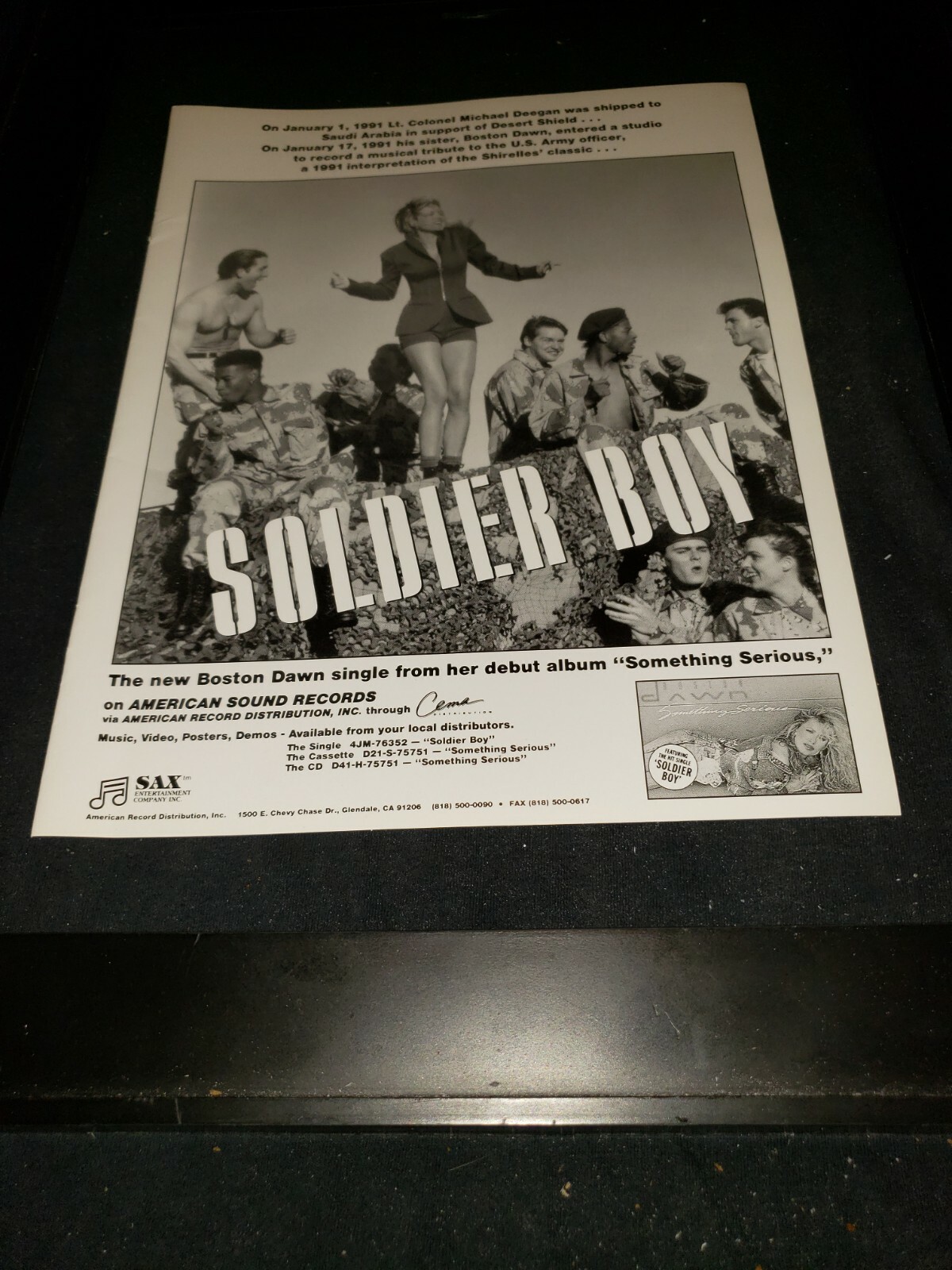 Boston Dawn Soldier Boy Rare Original Radio Promo Ad Framed!