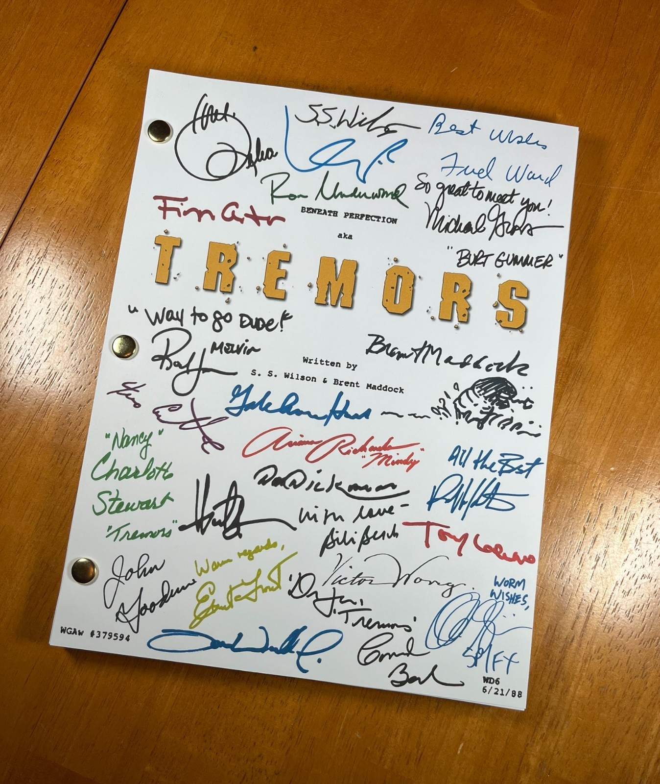 Tremors Script- Cast-Signed- Autograph Reprints- Full Script