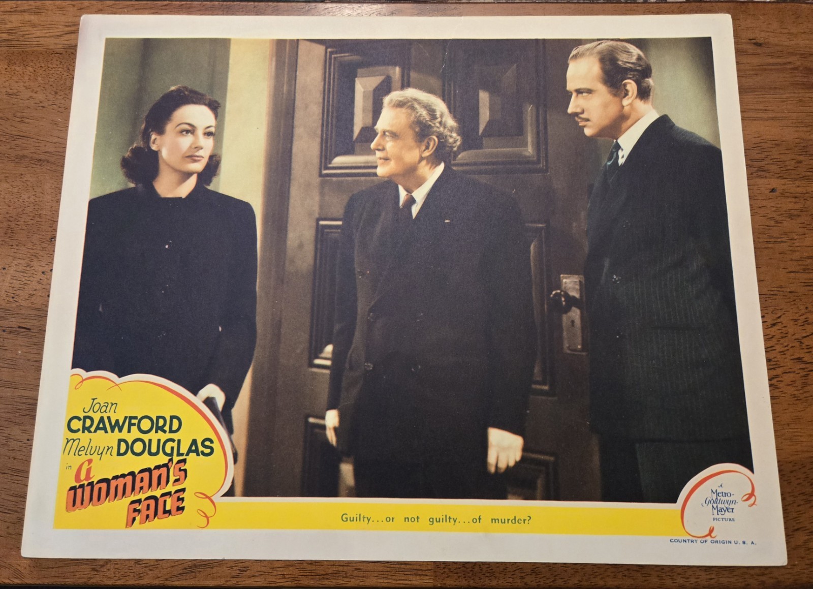 A Woman’s Face, Original 1941 U.S. Lobby Card, Joan Crawford, Melvyn Douglas