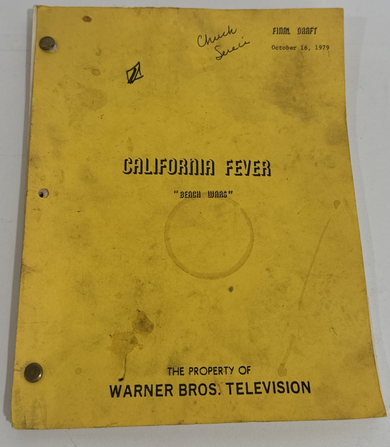 California Fever Beach Wars ‘79 Original TV Script Warner Bros Lorenzo Lamas m1