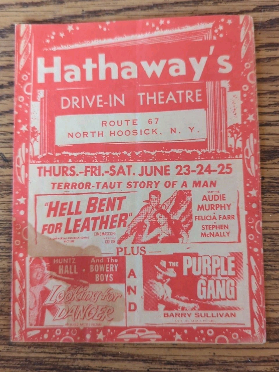 Vintage Hathaway’s North Hoosick New York NY Drive In Movie Theater Program