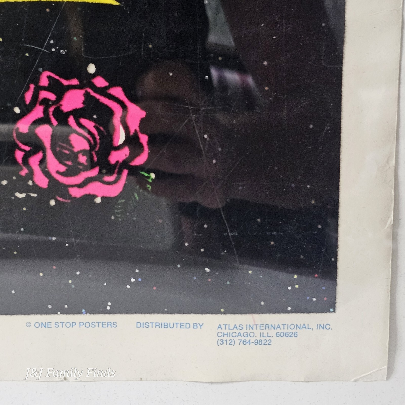 Vtg Rolling Stones MICK JAGGER Blacklight Poster 35×23 #105 W/ Glitter Framed