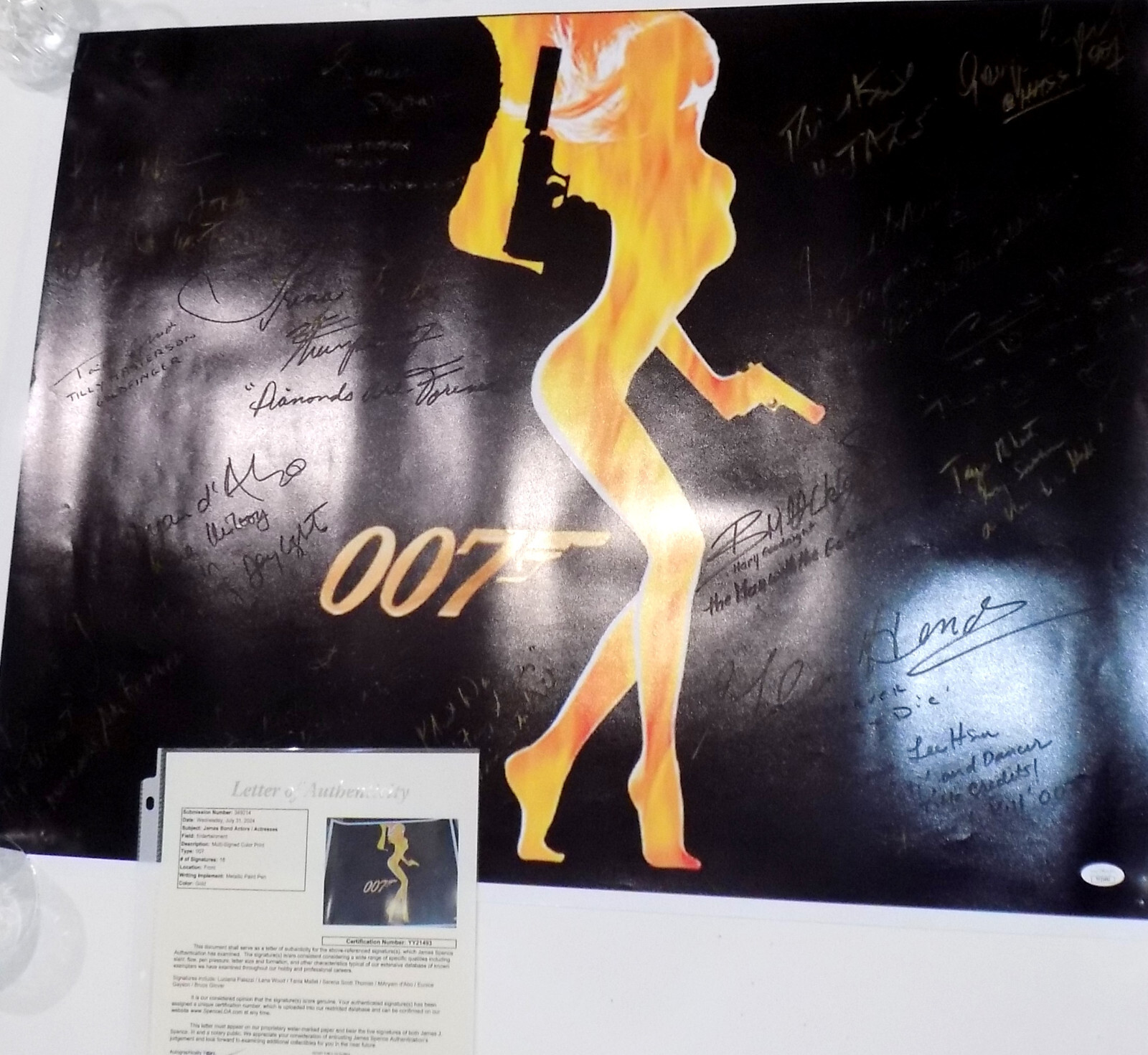 JSA 💎 JAMES BOND Multi Signed BRUCE GLOVER +17 Actors & Actresses 24×32 Poster