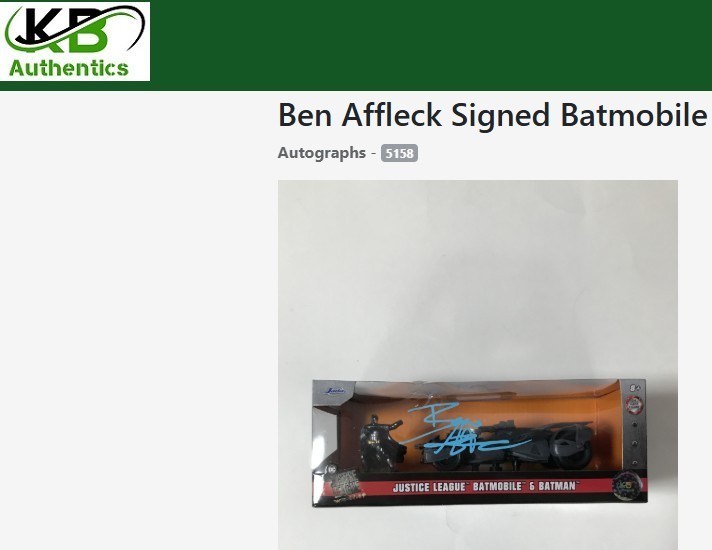 BEN AFFLECK SIGNED “BATMOBILE & BATMAN” Justince league COA!