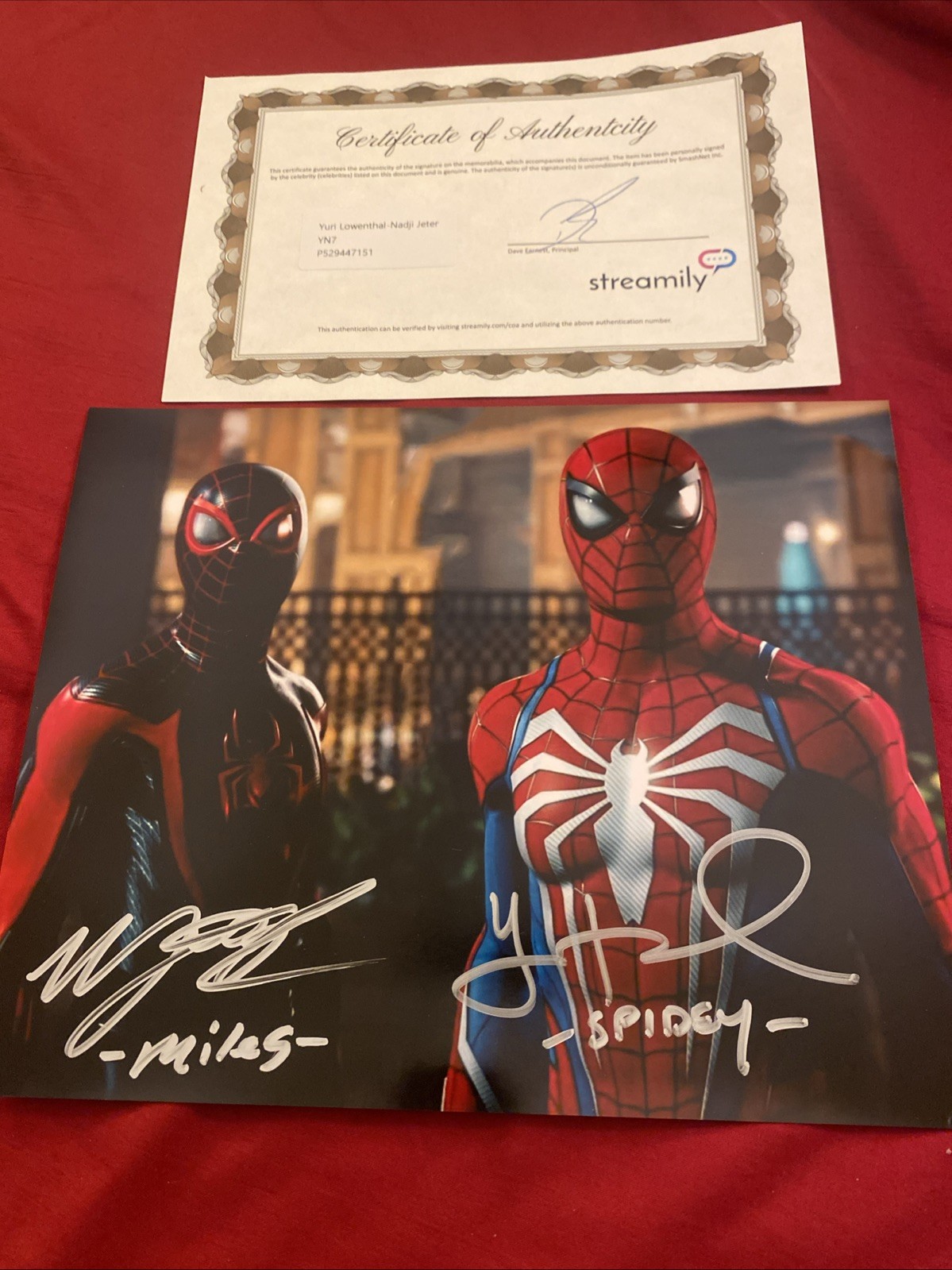 Authentic Yuri Lowenthal Nadji Jeter 8×10 photo Spider-Man COA Peter Parker