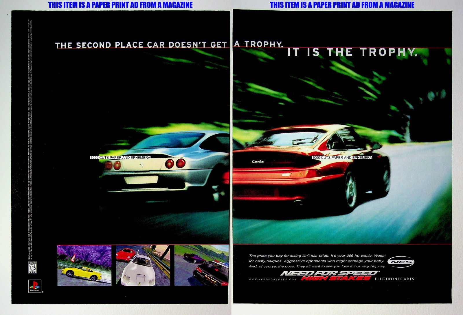Need For Speed High Stakes EA Games 1999 Trade Print Magazine Ad Poster ADVERT