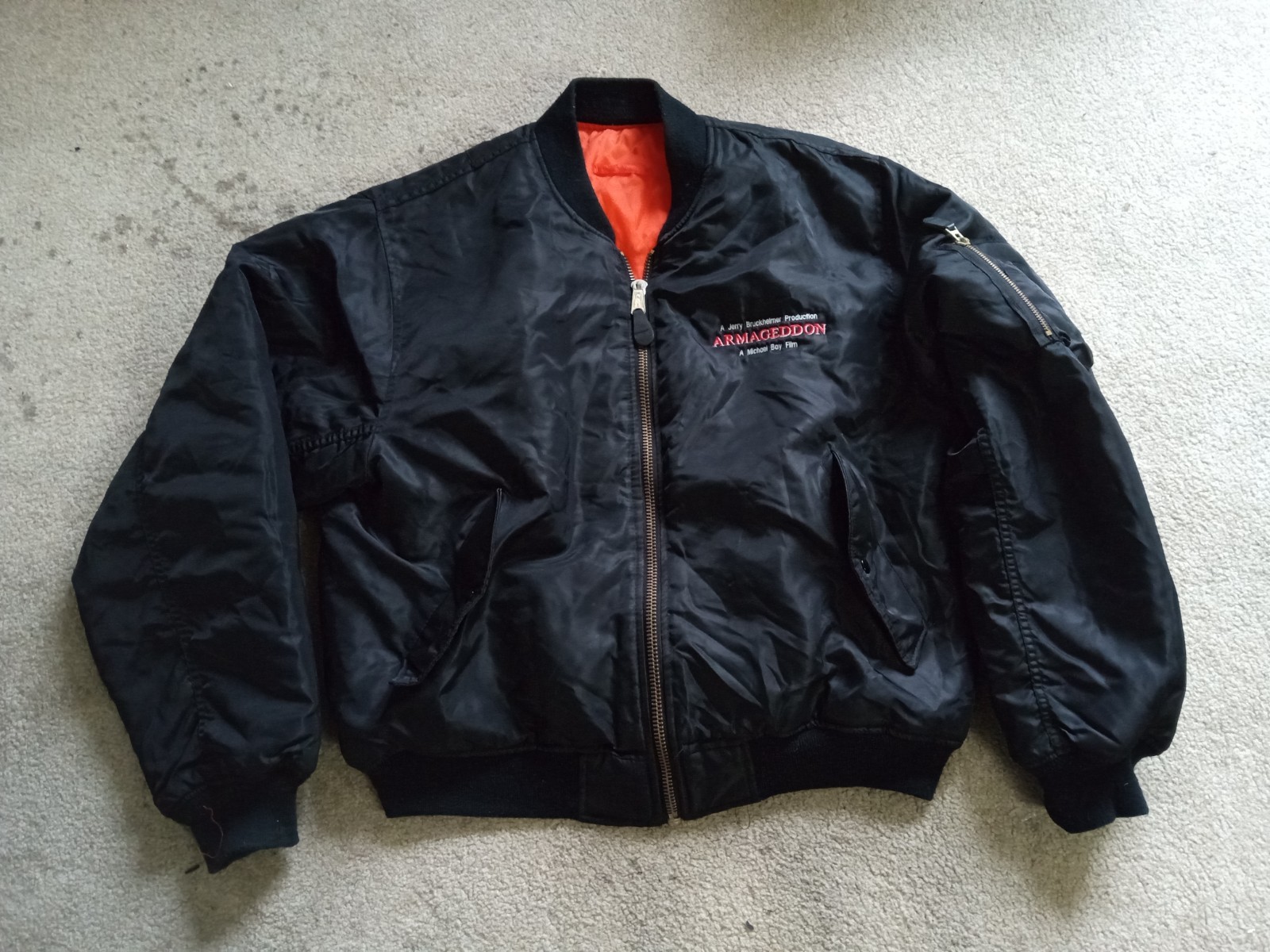 Armageddon vintage 1998 movie film crew bomber jacket Bruce Willis Michael bay