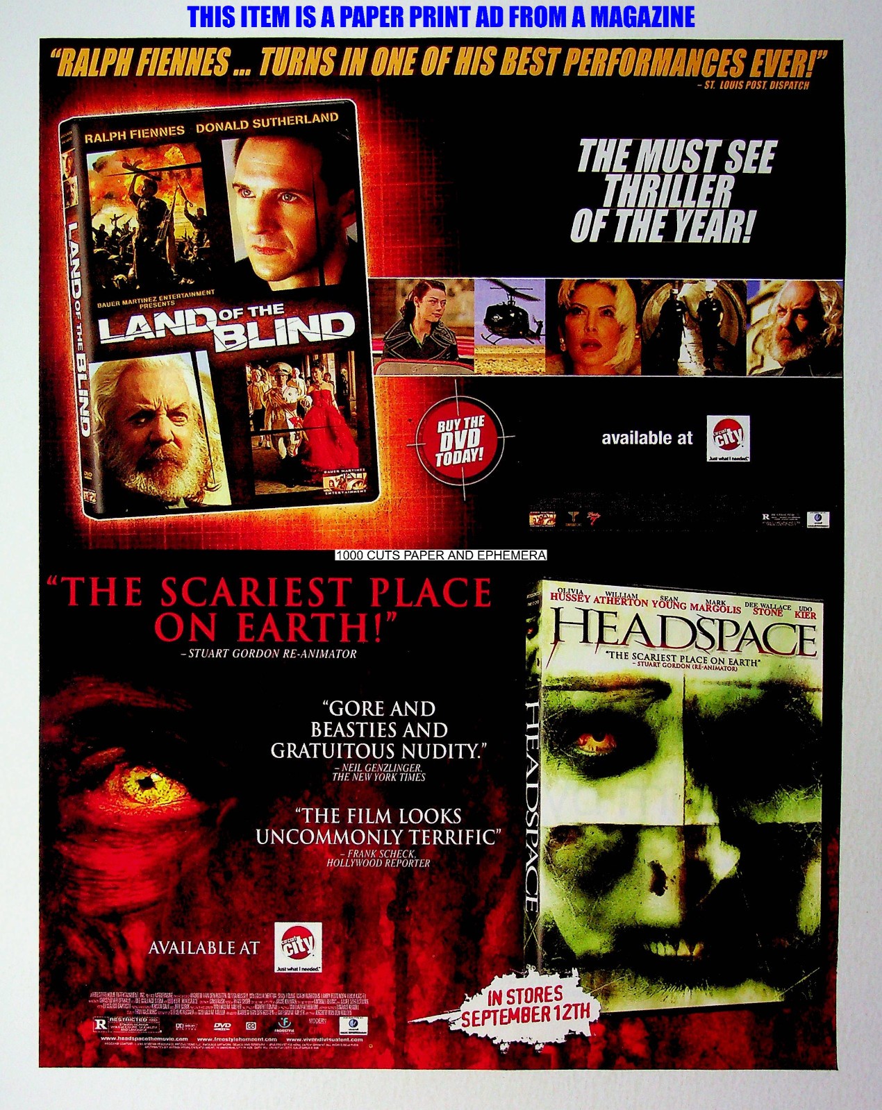 Land of the Blind Headspace Vivendi Visual 2006 Print Magazine Ad Poster ADVERT
