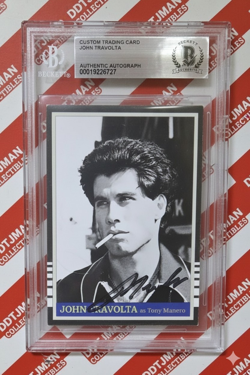 JOHN TRAVOLTA SIGNED ‘GREASE’ CARD TONY MANERO BECKETT BAS