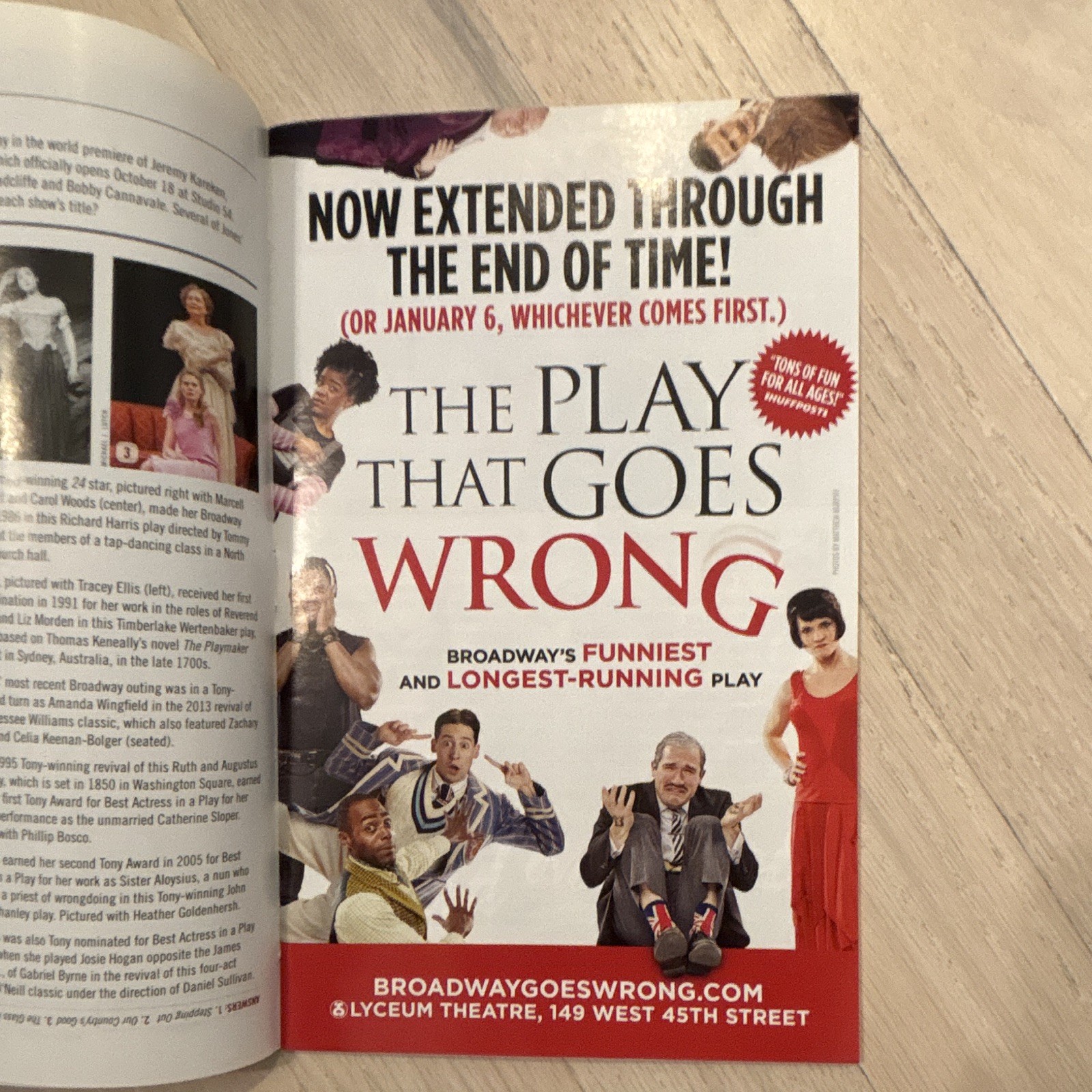 The Play That Goes Wrong Playbill Program, Lyceum Theatre, Oct 2018