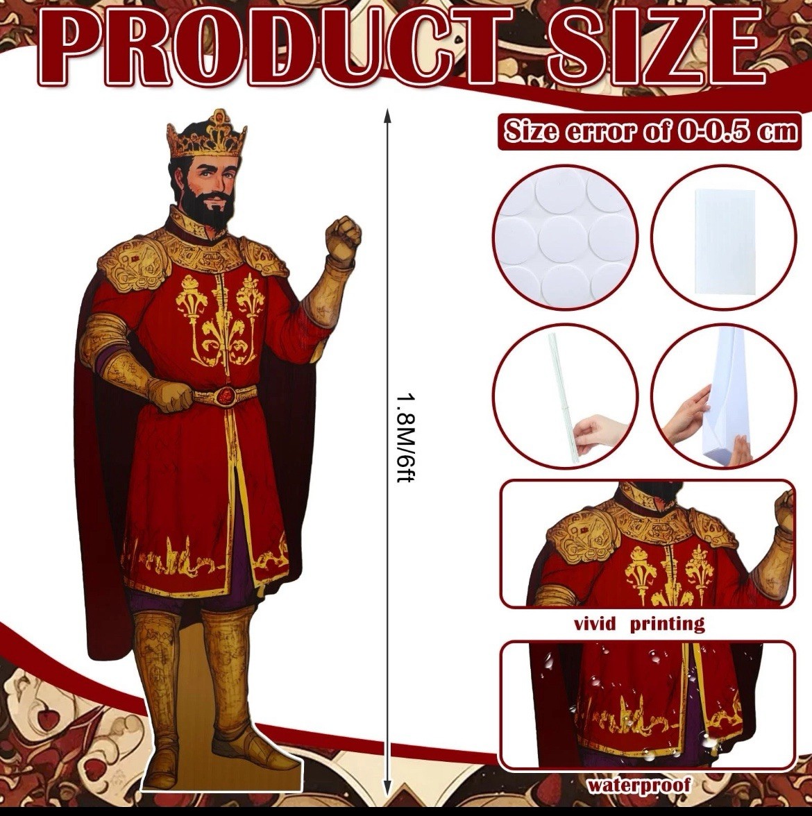6ft Royal King Queen Cardboard Cutout Standee Medieval Party Halloween