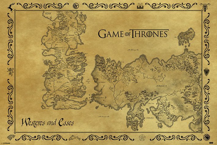 GAME OF THRONES ANTIQUE MAP 24X36 POSTER TV SERIES JOHN SNOW FILM WALL ART GIFT!