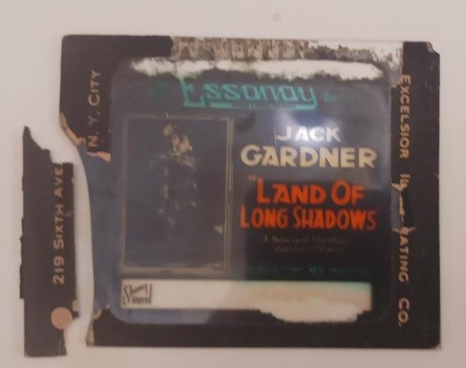 MAGIC LANTERN GLASS SLIDE 1917 SILENT MOVIE LAND OF LONG SHADOWS W S VAN DYKE