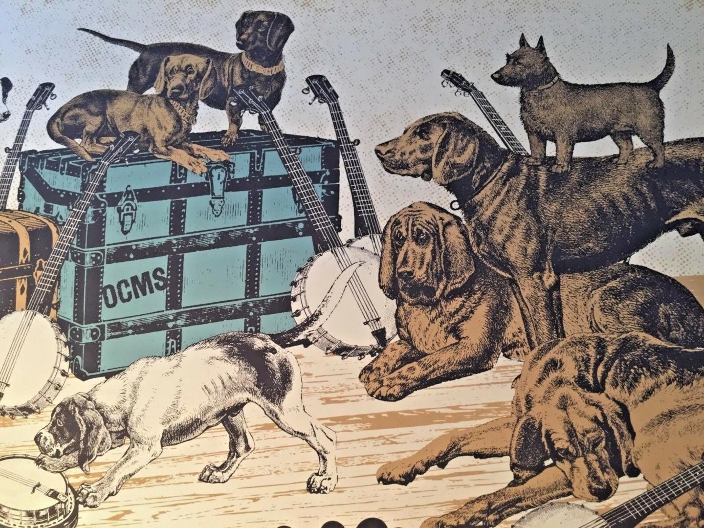 RARE Old Crow Medicine Show 2014 Tour Poster By Status Serigraph 8 Dogs 8 Banjos