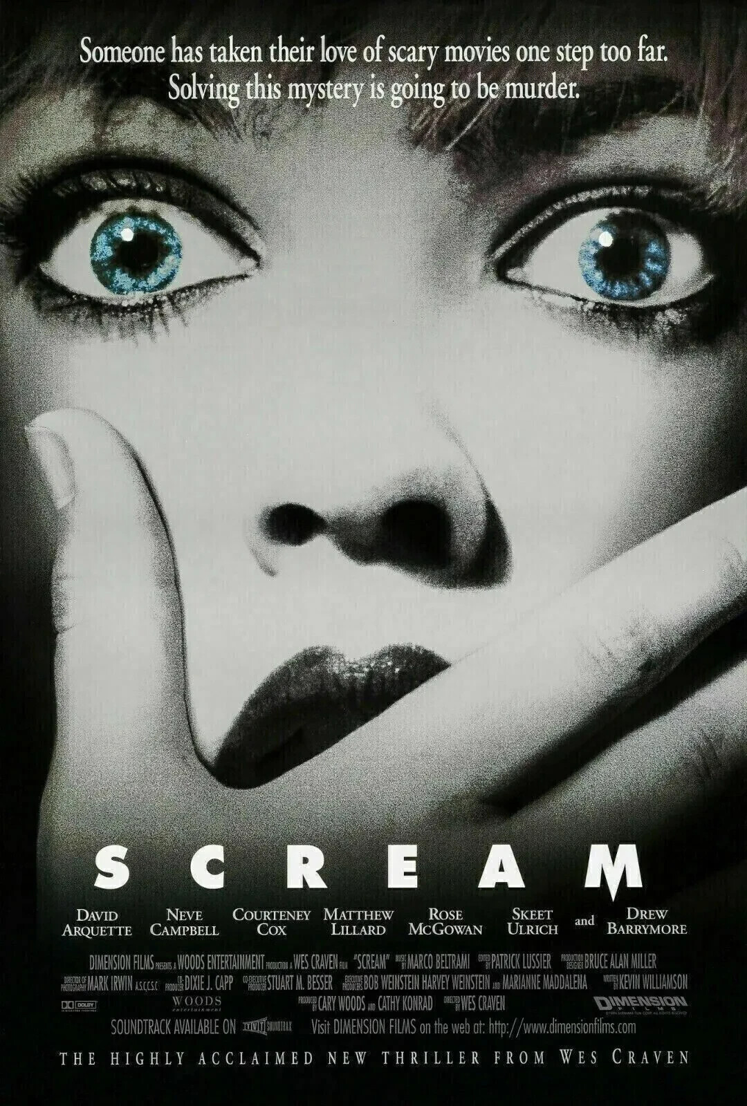 SCREAM ORIGINAL ROLLED 27X40 MOVIE POSTER 1996 DAVID ARQUETTE NEVE CAMPBELL COX