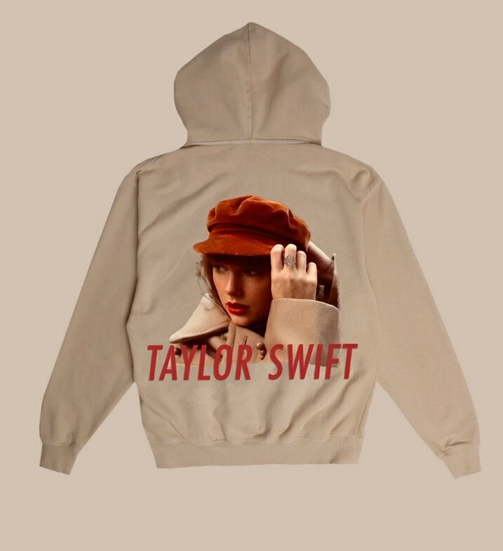 Taylor Swift Taylor’s Version RED Album Cover Beige Hoodie Size XL on hand