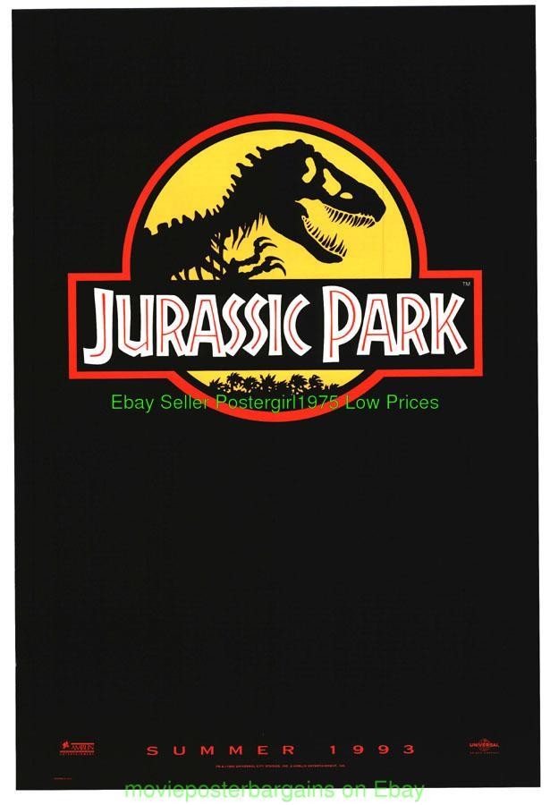 JURASSIC PARK MOVIE POSTER Original 27×40 Rare YELLOW Advance Style SPIELBERG !