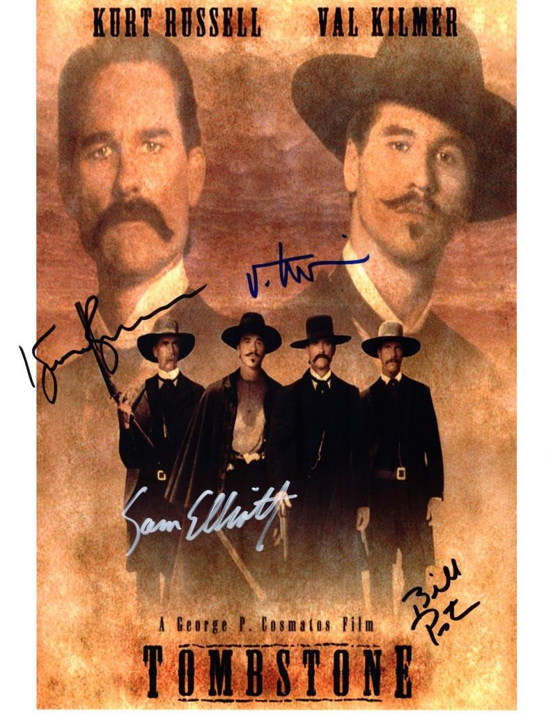 Kurt Russell Val Kilmer Sam Elliott Bill Paxton signed 11×14 autographed + COA