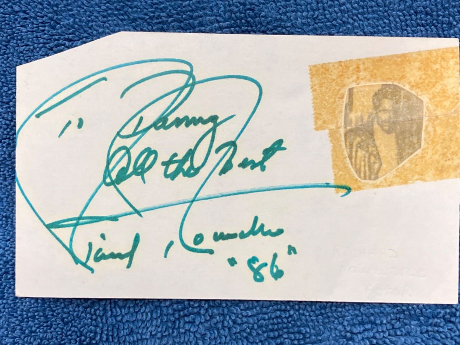 Richard Roundtree Autographed 3 x 5 Index Card Shaft Autograph Corner Cut Tape