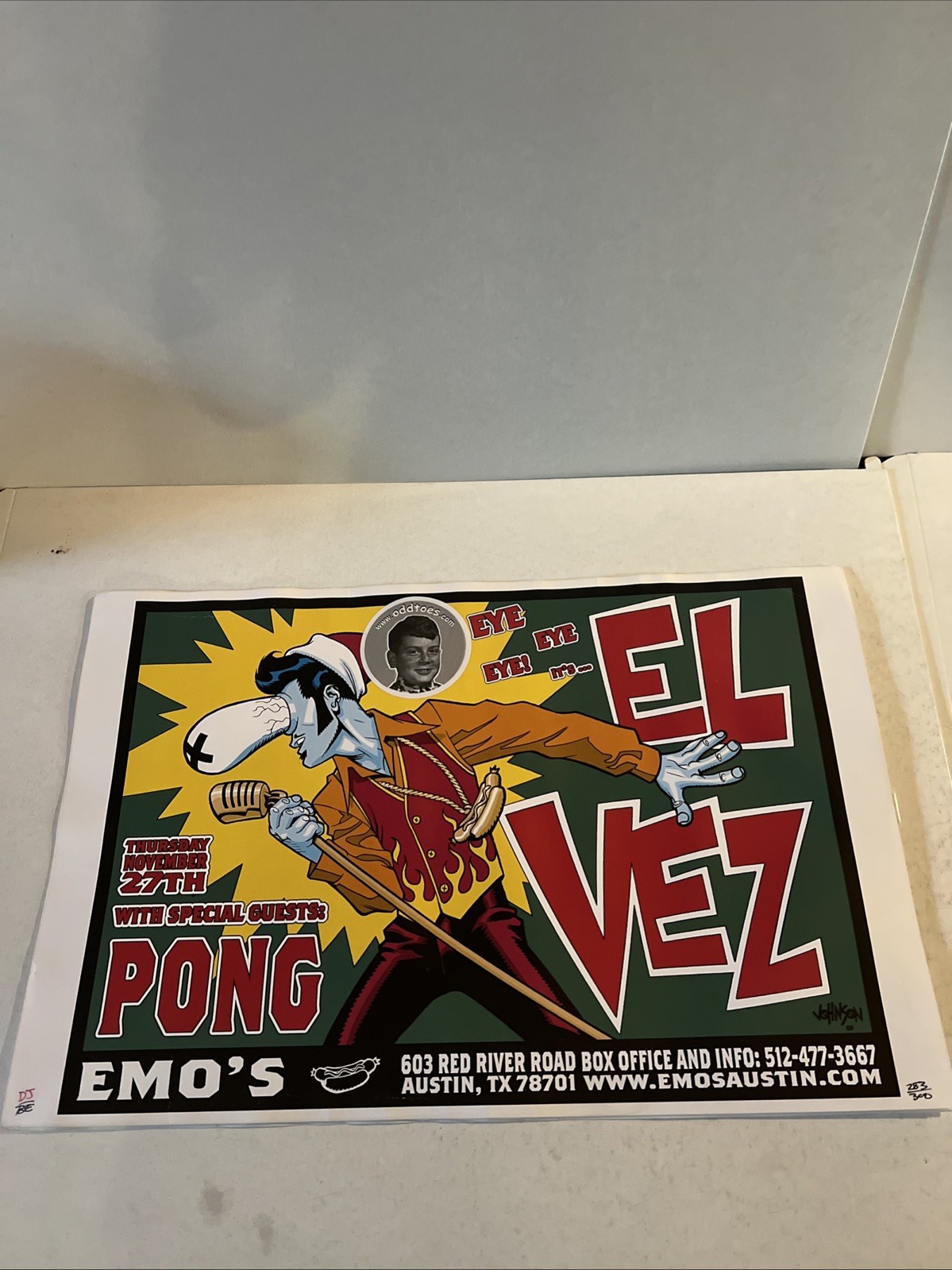 El Vez/Pong Concert Poster 2001 Emo’s Austin TX Limited Ed Signed Brian Ewing