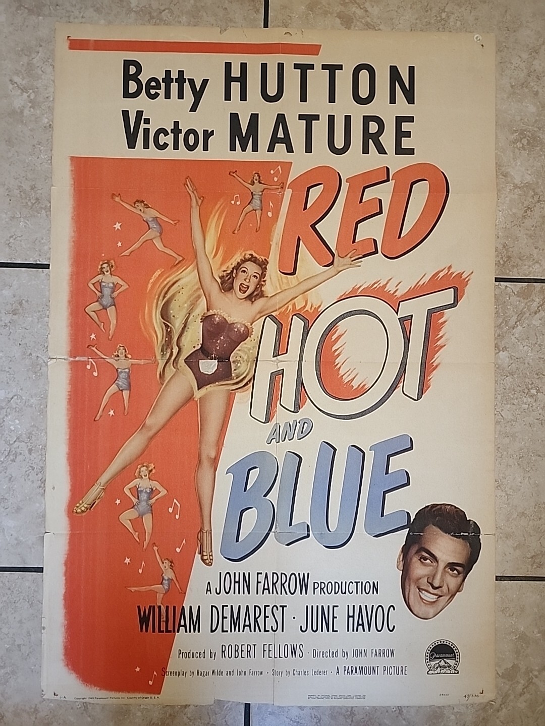 Red Hot And Blue 27×41 Folded Original Movie Poster William Demarest June Havoc