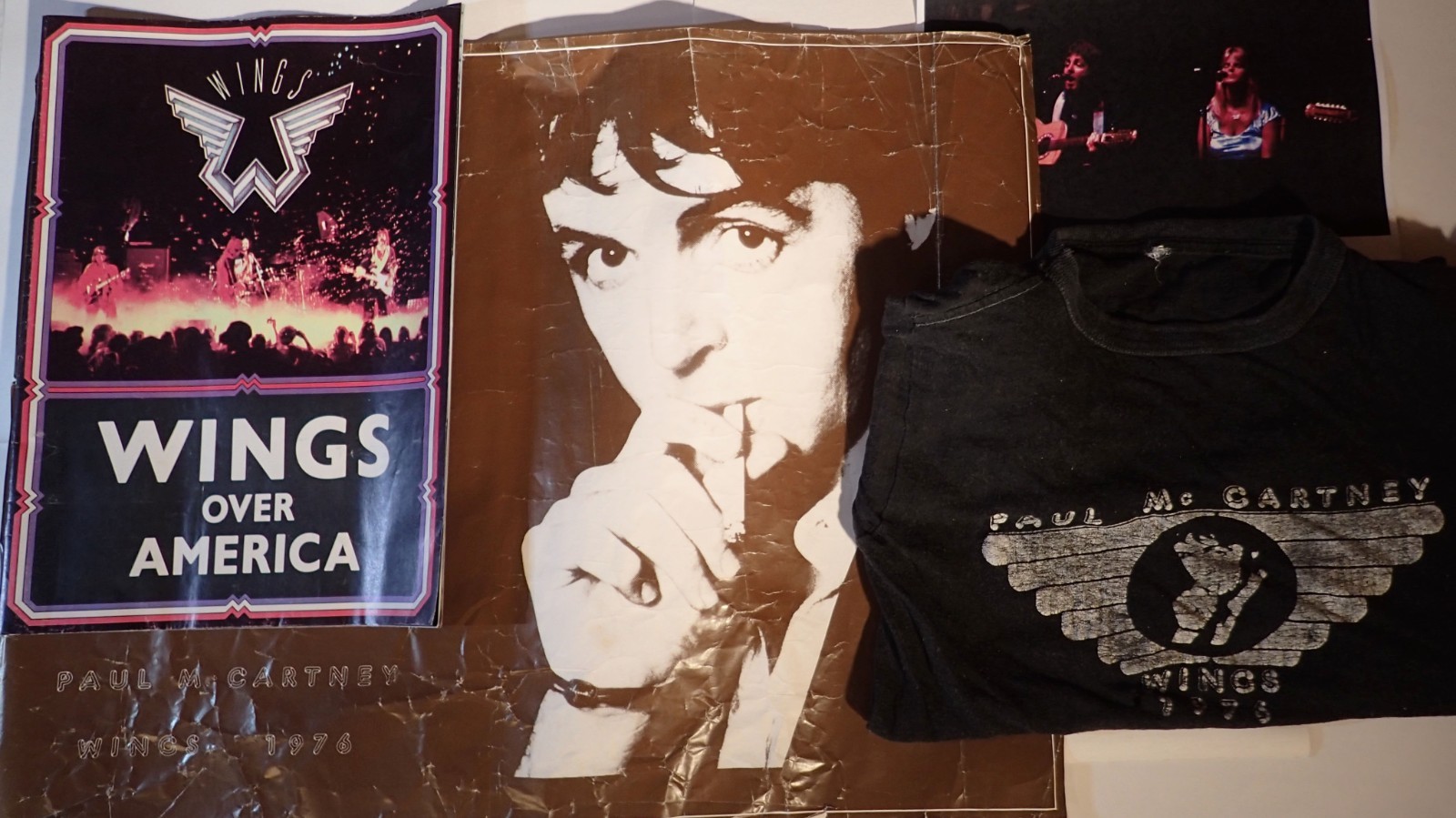 PAUL MCCARTNEY “Wings Over America” 1976 Tour PROGRAM + POSTER + TSHIRT + PHOTO!