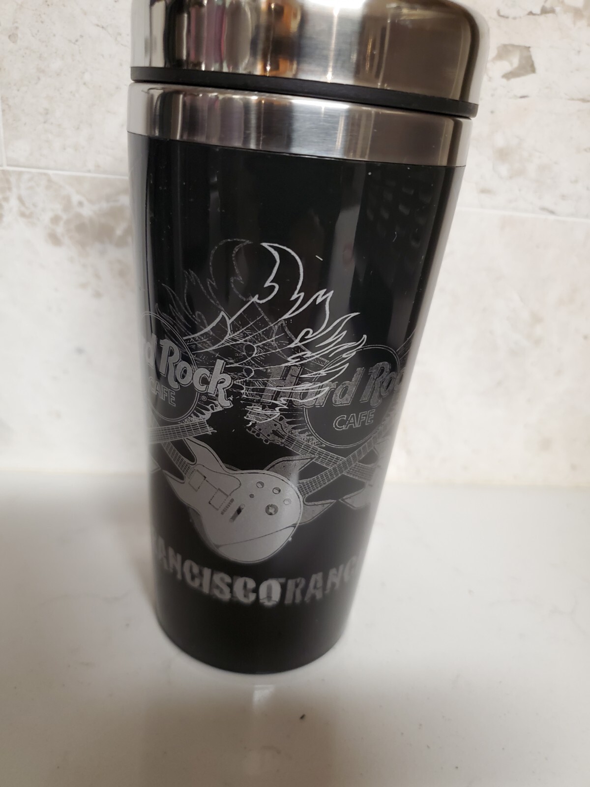 HARD ROCK CAFE SAN FRANCISCO WINGED GUITAR THERMAL TUMBLER