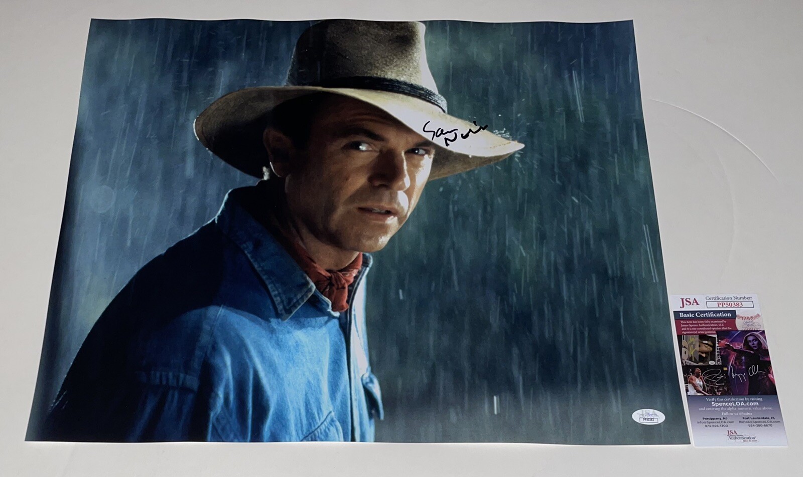 Sam Neill Signed 16×20 Jurassic Park Grant Authentic Autograph JSA COA