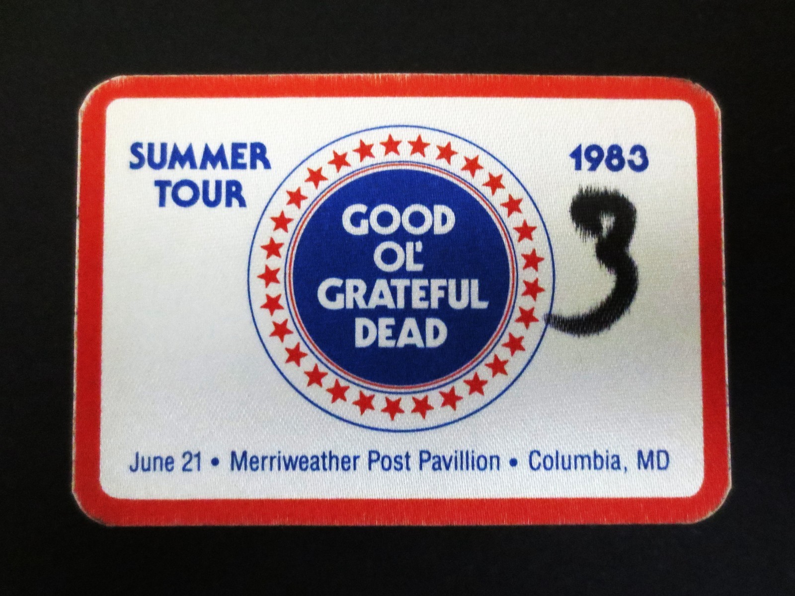 Grateful Dead Backstage Pass Merriweather Columbia Maryland MD 6/21/83 6/21/1983