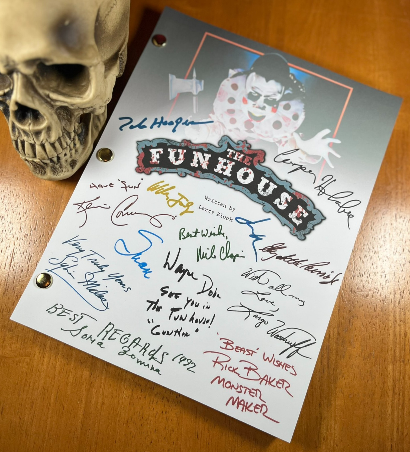 The Funhouse Script Signed- Autograph Reprints- Horror- Tobe Hooper