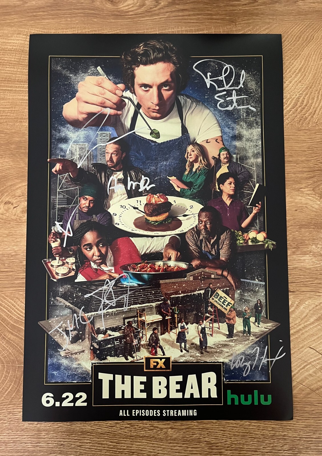 * THE BEAR * signed 12×18 poster * JEREMY ALLEN WHITE, EBON MOSS, ABBY ELLIOTT
