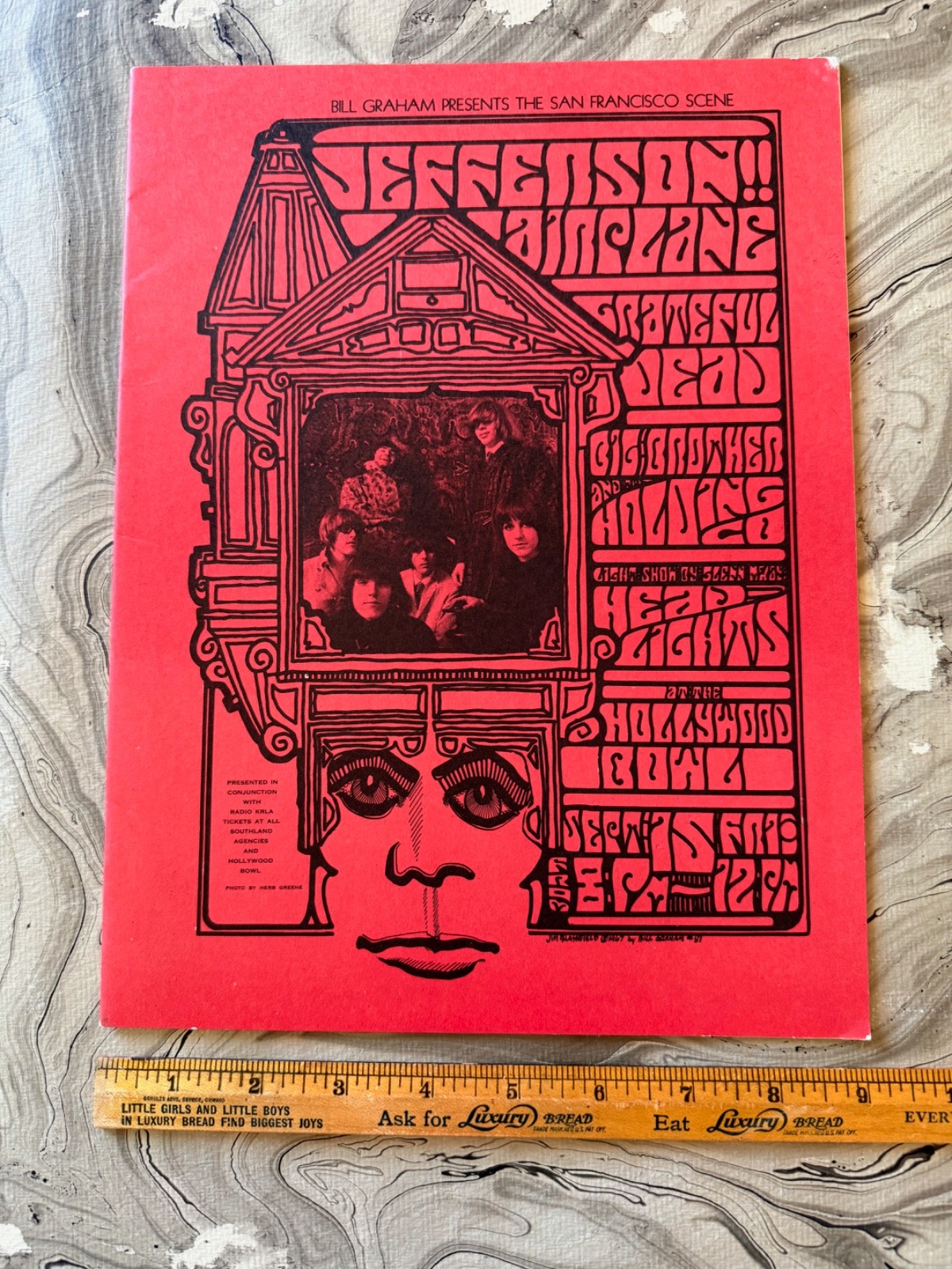 GRATEFUL DEAD JEFFERSON AIRPLANE JOPLIN RARE 1967 PRGRAM 9″ x 12″ HOLLYWOOD BOWL