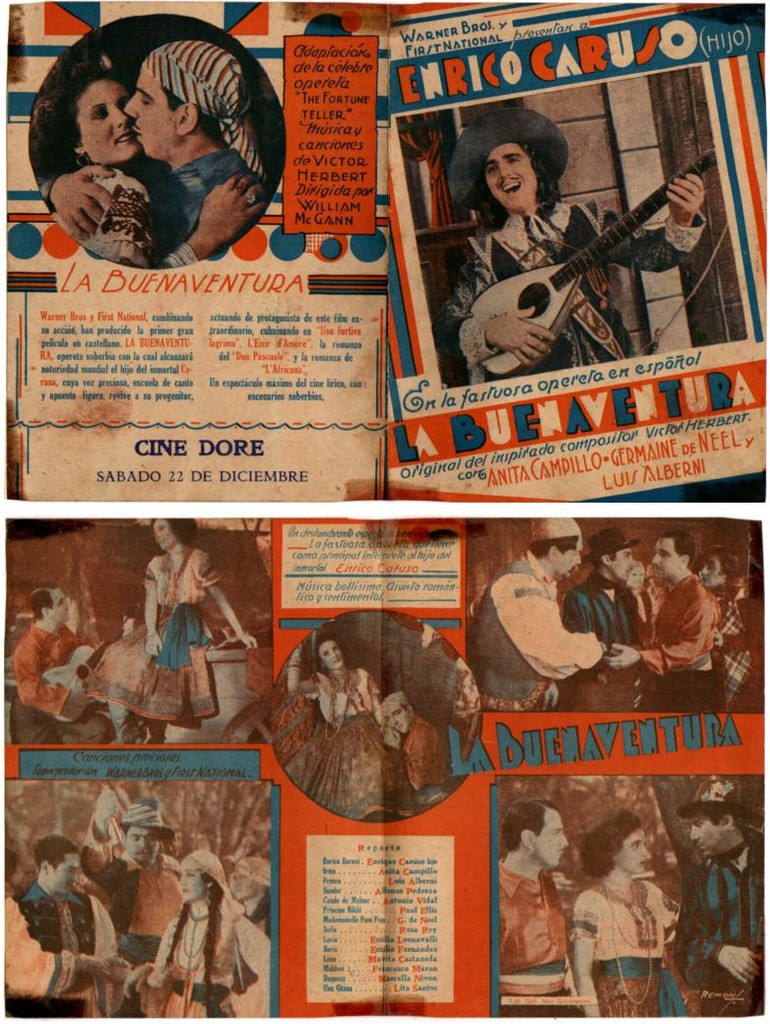 LA BUENAVENTURA,Enrico Caruso,Anita Campilo,Herald,1934